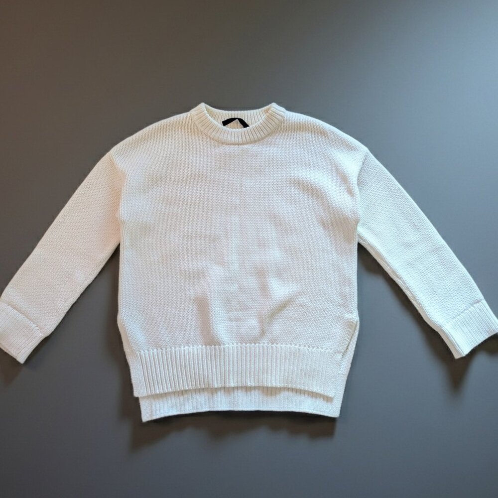 Jenni Kayne chunky crewneck cotton sweater in ivory white Size XS NWOT - Picture 3 of 11